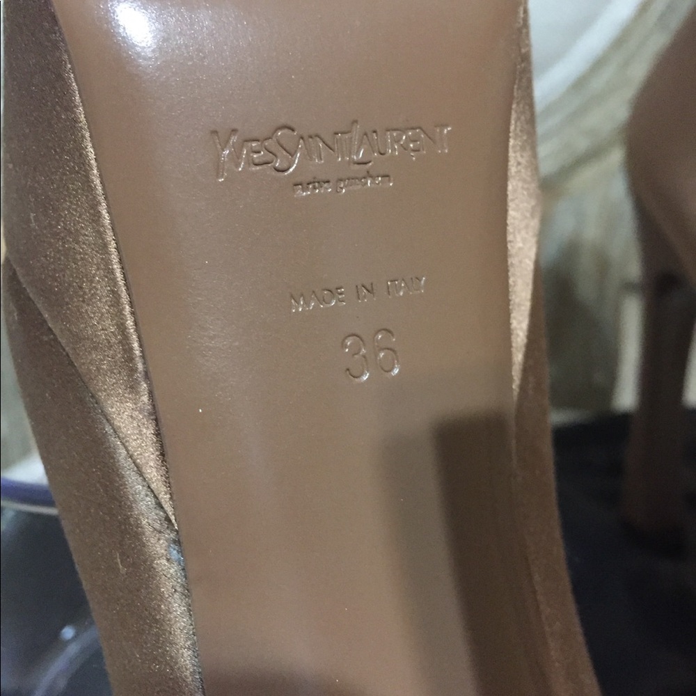 YSL Palais Silk copper peep toe pumps. Sz 6 - Picture 6 of 8